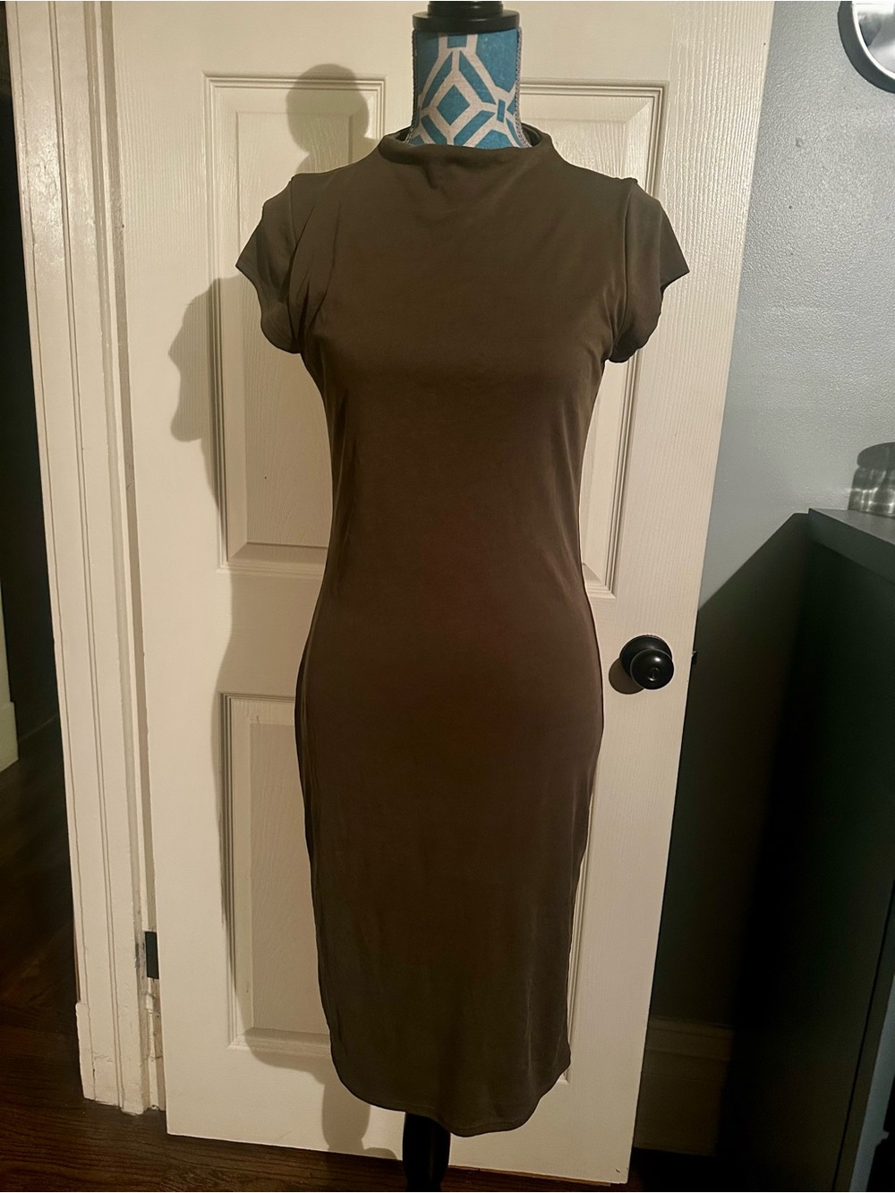 Mikey & Joey Olive Green Bodycon Midi Dress Size Large